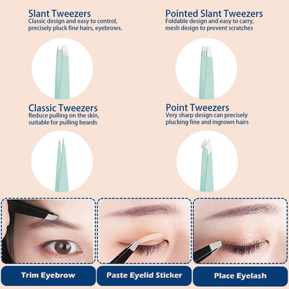 Professional Tweezer Set  Precision Tweezers For Facial Hair, Eyebrow Tweezer Stainless Steel