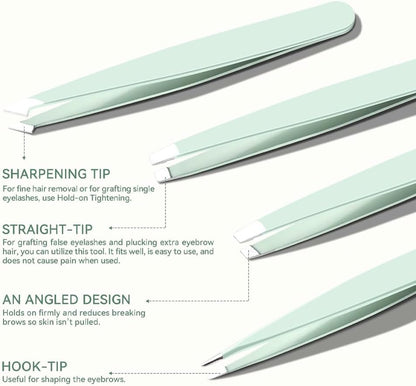 Professional Tweezer Set  Precision Tweezers For Facial Hair, Eyebrow Tweezer Stainless Steel