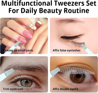 Professional Tweezer Set  Precision Tweezers For Facial Hair, Eyebrow Tweezer Stainless Steel