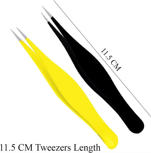 Bite Instruments Sharp Pointed Tweezers Precision Fine Point Tip Ingrown Hair Removal Kit