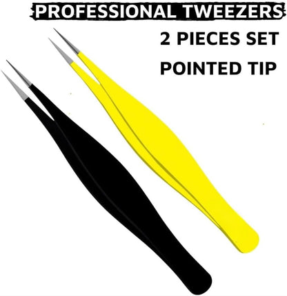 Bite Instruments Sharp Pointed Tweezers Precision Fine Point Tip Ingrown Hair Removal Kit
