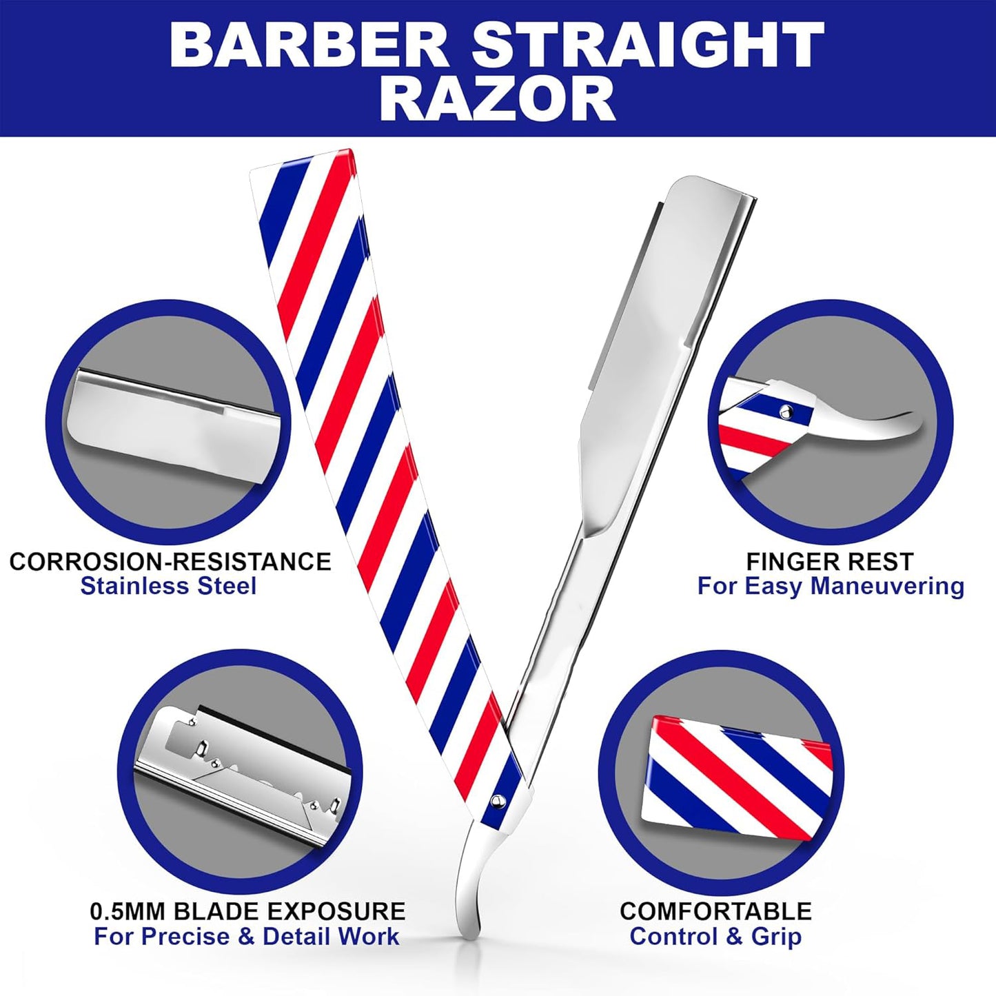 Professional Men's Straight Shaving Razors kit With 10 Replaceable Blades