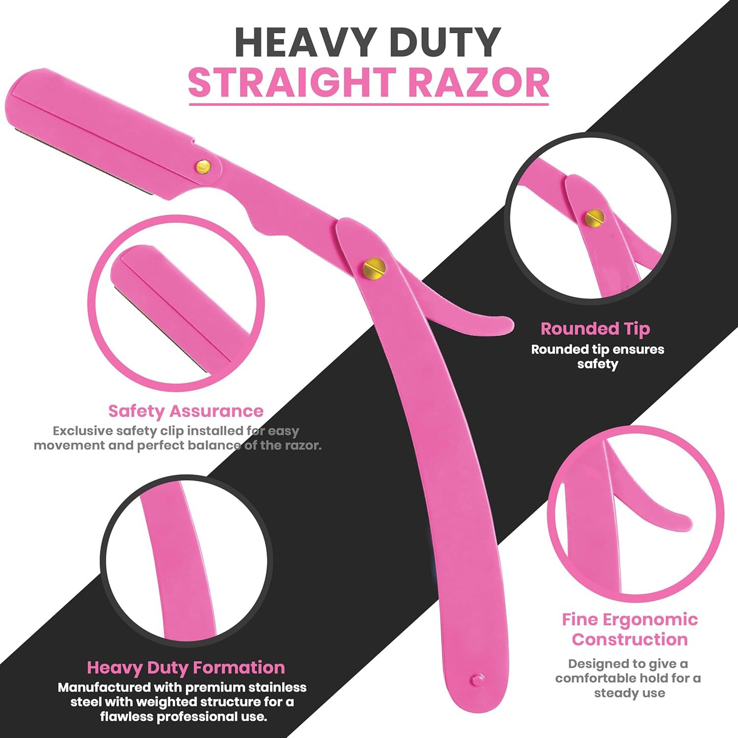 Professional Straight Razor for Men – Barber Straight Edge Razor with 100 Blades