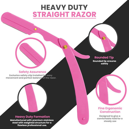 Professional Straight Razor for Men – Barber Straight Edge Razor with 100 Blades