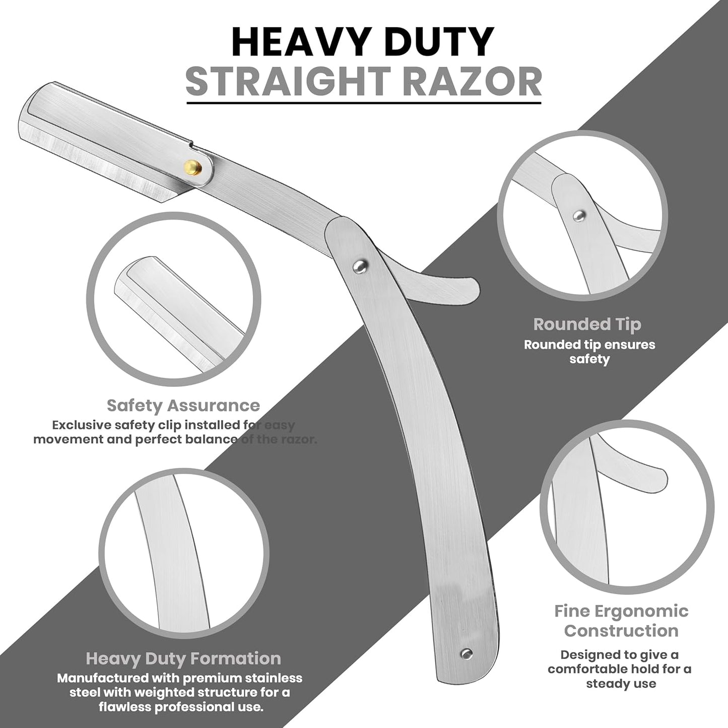 Professional Straight Razor for Men – Barber Straight Edge Razor with 100 Blades