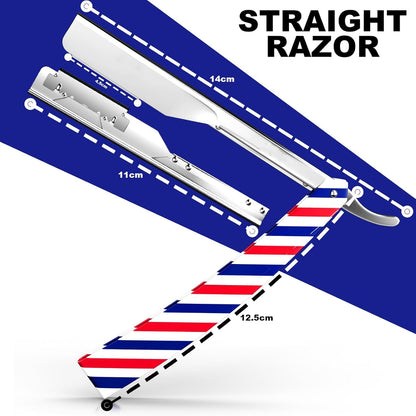 Professional Men's Straight Shaving Razors kit With 10 Replaceable Blades