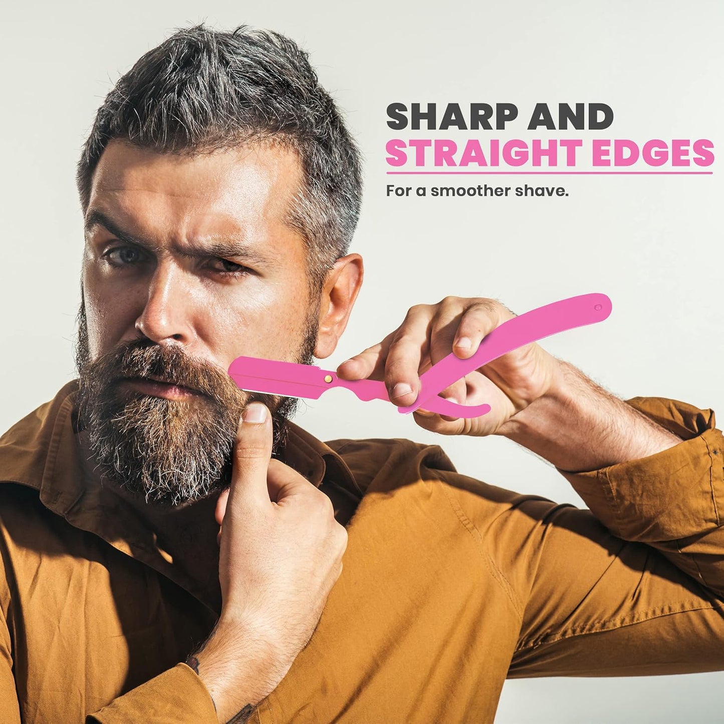 Professional Straight Razor for Men – Barber Straight Edge Razor with 100 Blades