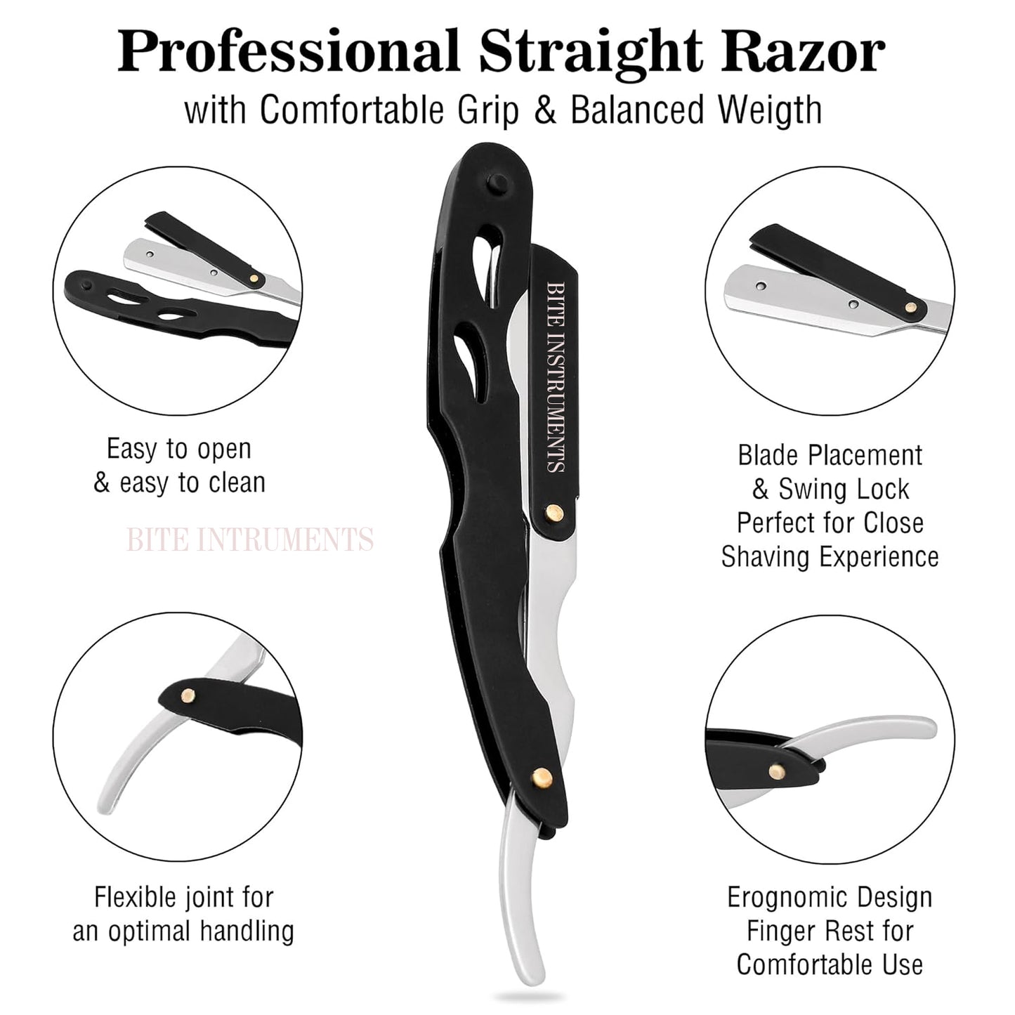Professional Men's Straight Shaving Razors kit With 10 Replaceable Blades