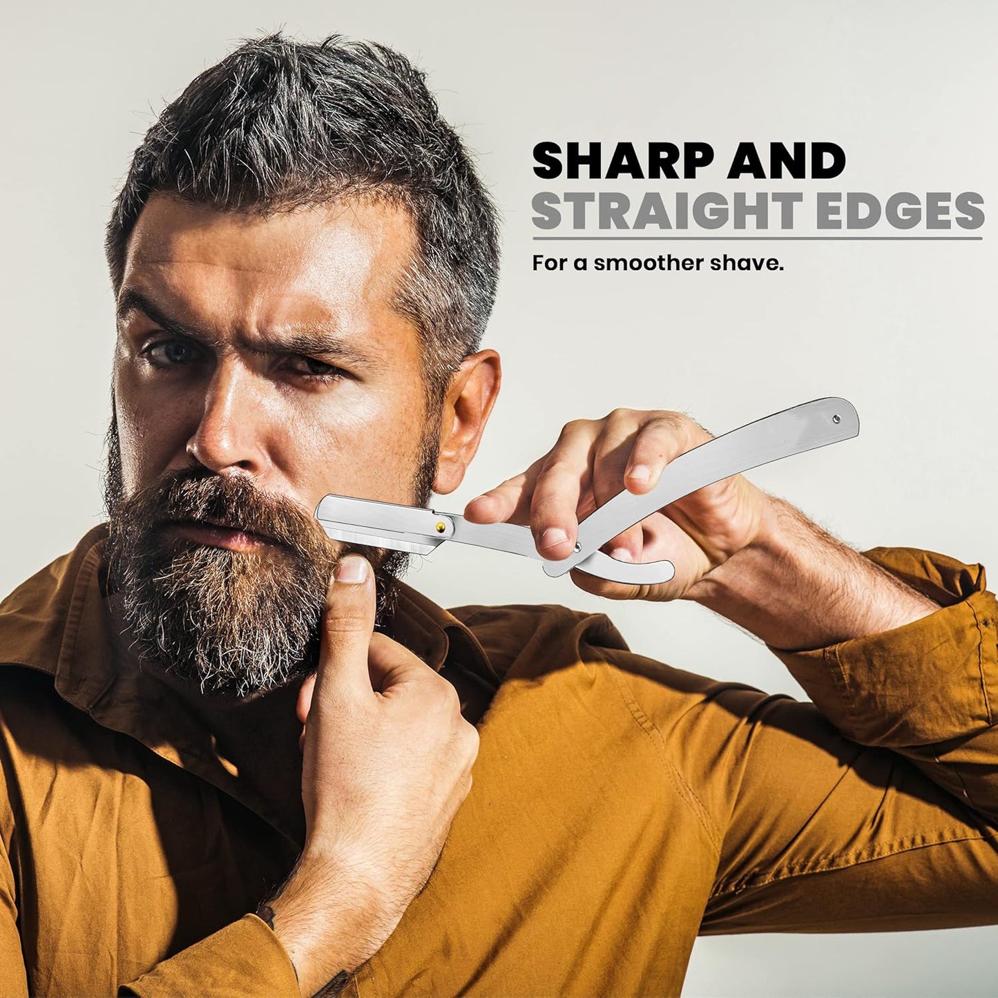 Professional Straight Razor for Men – Barber Straight Edge Razor with 100 Blades