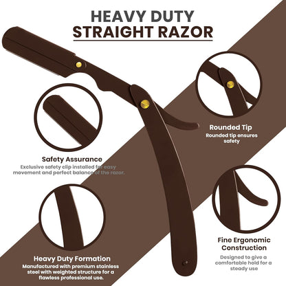 Professional Straight Razor for Men, Barber Straight Edge Razor Safety with Blades
