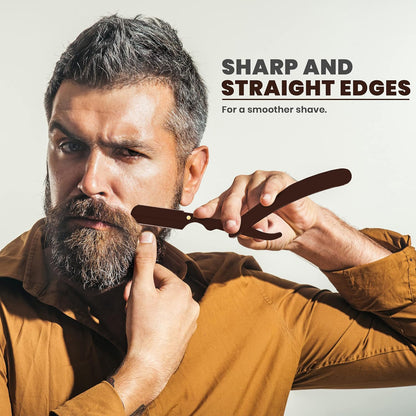 Professional Straight Razor for Men, Barber Straight Edge Razor Safety with Blades