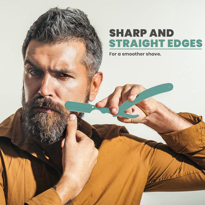 Professional Straight Razor for Men, Barber Straight Edge Razor Safety with Blades