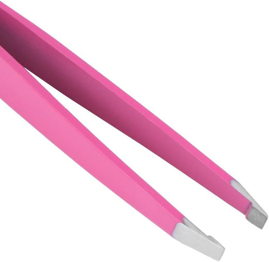Professional Pink Oblique Slanted Eyebrow Tweezer