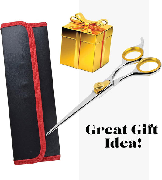 Gold Touch Professional Straight Pet Grooming Scissors - Great Gift Idea with Case