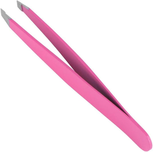 Professional Pink Oblique Slanted Eyebrow Tweezer
