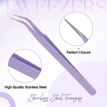 Lash Tweezers for Eyelash Extensions, Stainless Steel Volume lash-tweezers